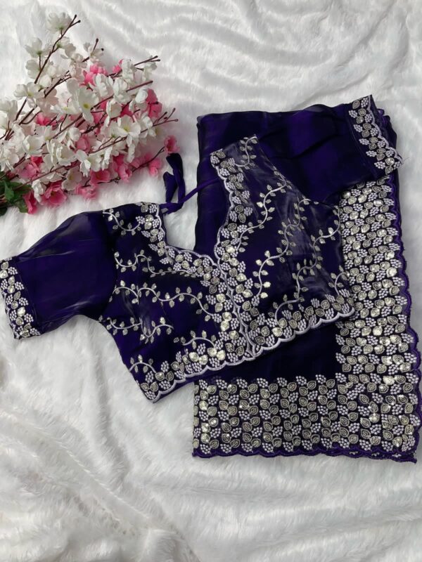 Pure soft Jimmy Choo saree with heavy Sequence boarder and Readymade ...